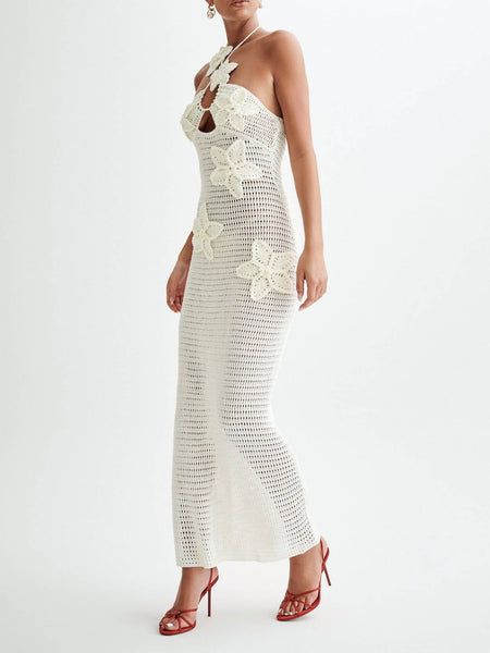 FLORAL LACE-UP BODYCON BEACH DRESS