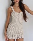 PEARL SHELL CROCHET MINI DRESS