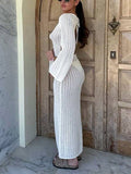 V-NECK ELEGANT FRENCH BACKLESS KNITTED BEACH MAXI
