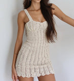 PEARL SHELL CROCHET MINI DRESS