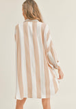 NEW BREEZE STRIPED LONG SHIRT TAUPE